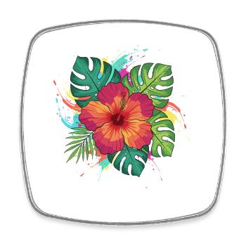 Tropischer Hibiskus Splash - Viereckiger Kühlschrankmagnet - Weiß - Vorne