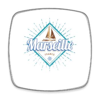 Marseille Stadt Frankreich Segelschiff Souvenir - Viereckiger Kühlschrankmagnet - Weiß - Vorne