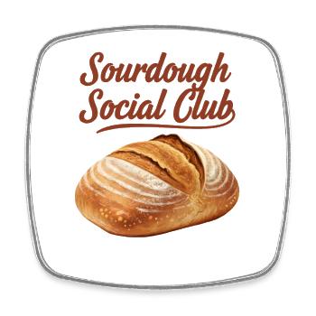 Sauerteig-Sozialclub Brotbacker Lokaler Bäcker - Viereckiger Kühlschrankmagnet - Weiß - Vorne
