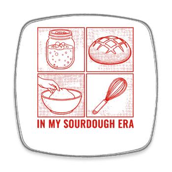 Sourdough Era Bread Baking Sourdough Starter Jar - Viereckiger Kühlschrankmagnet - Weiß - Vorne