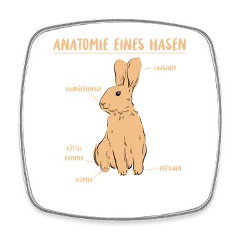 Hase Anatomie kawaii Beschreibung eines Hasen - Viereckiger Kühlschrankmagnet - Weiß - Vorne