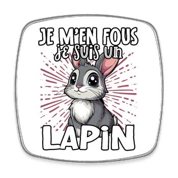 Je m'en fous je suis un lapin - süßer Hase - Viereckiger Kühlschrankmagnet - Weiß - Vorne