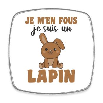 Je m'en fous je suis un lapin - süßer Hase - Viereckiger Kühlschrankmagnet - Weiß - Vorne