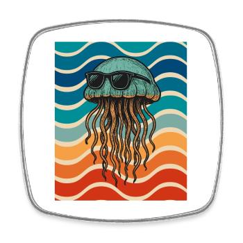 Strandjellyfish mit Sonnenbrille - Viereckiger Kühlschrankmagnet - Weiß - Vorne