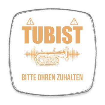 Vorsicht Tubist Fortissimo Ohren zuhalten Tuba - Viereckiger Kühlschrankmagnet - Weiß - Vorne