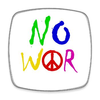 NO WAR – Statement for peace against war - Square fridge magnet - white - Front