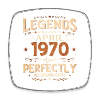 56th Birthday Gift Husband April 1970 Legendary - Square fridge magnet - white - Front