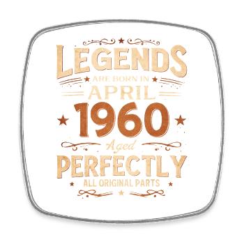 66. Geburtstag Geschenk Mann April 1960 Legendär - Viereckiger Kühlschrankmagnet - Weiß - Vorne