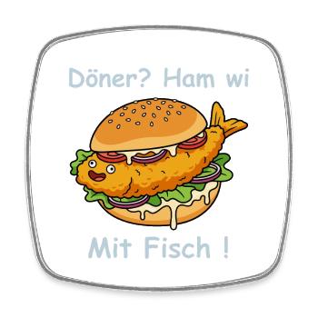 Cartoon Fischbrötchen Küsten Humor - Viereckiger Kühlschrankmagnet - Weiß - Vorne