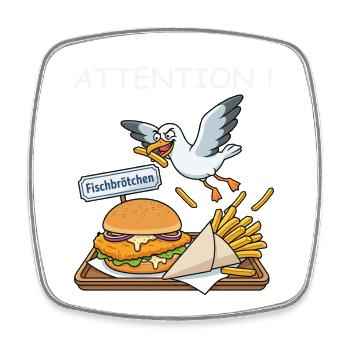 Lustiges Fischbrötchen Küstenhumor Nordsee Ostsee - Viereckiger Kühlschrankmagnet - Weiß - Vorne