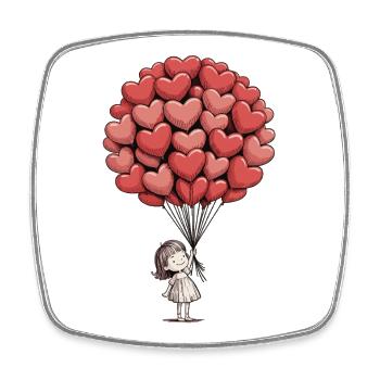 Heart Balloons T-Shirt – Love Heart Motif - Square fridge magnet - white - Front