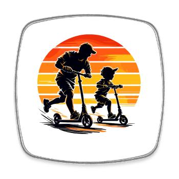 Dad Son Scooter Ride Father's Day Retro Best Seller - Square fridge magnet - white - Front