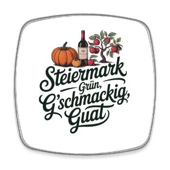  Steiermark Griin Gschmackig Guat Kürbis Apfelbaum - Viereckiger Kühlschrankmagnet - Weiß - Vorne