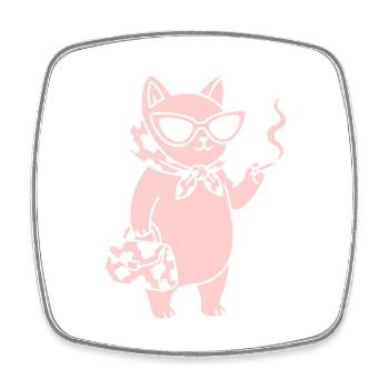 Chat rose avec des lunettes de soleil - Magnet carré - blanc - Devant