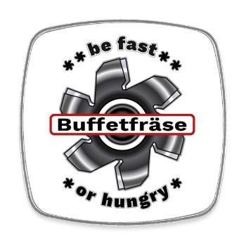 Buffetfräse fast or hungry Büfettfräse Büfett  - Viereckiger Kühlschrankmagnet - Weiß - Vorne