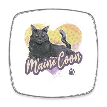 Maine Coon Katze Vintage Design für Katzen Freunde - Viereckiger Kühlschrankmagnet - Weiß - Vorne