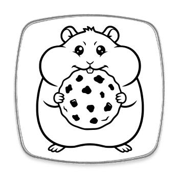 Hamster Biscuit Cookie Outline - Square fridge magnet - white - Front