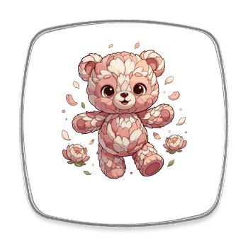 Blossoms Panda Rosy Cuddly Creature - Square fridge magnet - white - Front