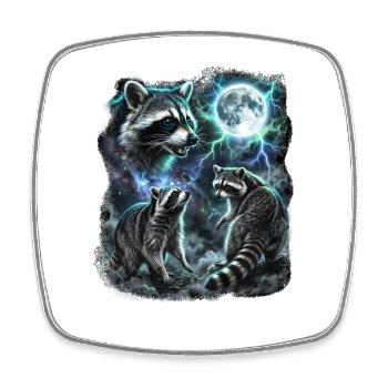 THREE Wild Raccoons with Moon Wildlife Designs - Square fridge magnet - white - Front