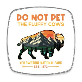 Yellowstone National Park Fluffy Cow Buffalo - Square fridge magnet - white - Front