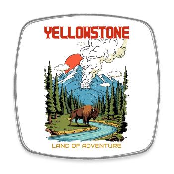 Yellowstone National Park Land Of Adventure - Square fridge magnet - white - Front