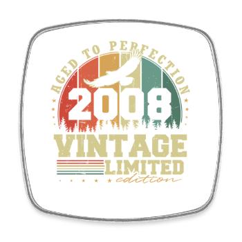 Vintage 2008 Vintage Retro Birthday Gift - Square fridge magnet - white - Front