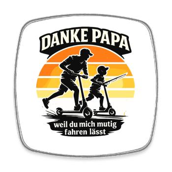 Danke Papa Mutig Fahren Vatertag Geschenk Retro - Viereckiger Kühlschrankmagnet - Weiß - Vorne