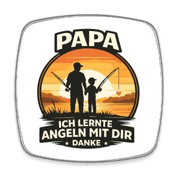 Papa Angeln Mit Dir Danke Retro Vatertag Geschenk - Viereckiger Kühlschrankmagnet - Weiß - Vorne