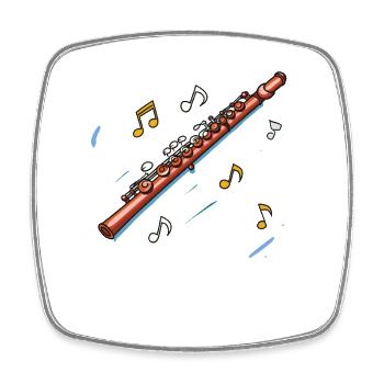 Flute Sketch - Square fridge magnet - white - Front