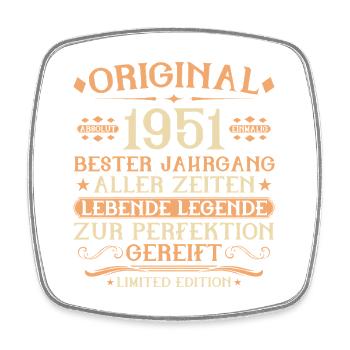 1951 Geboren Lebende Legende 75. Geburtstag - Viereckiger Kühlschrankmagnet - Weiß - Vorne