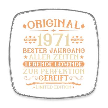 1971 Geboren Lebende Legende 55. Geburtstag - Viereckiger Kühlschrankmagnet - Weiß - Vorne