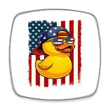 Canard en caoutchouc Drapeau américain Patriotique Amateur du canard - Magnet carré - blanc - Devant