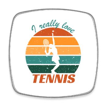 J’adore vraiment le coucher de soleil au tennis - Magnet carré - blanc - Devant