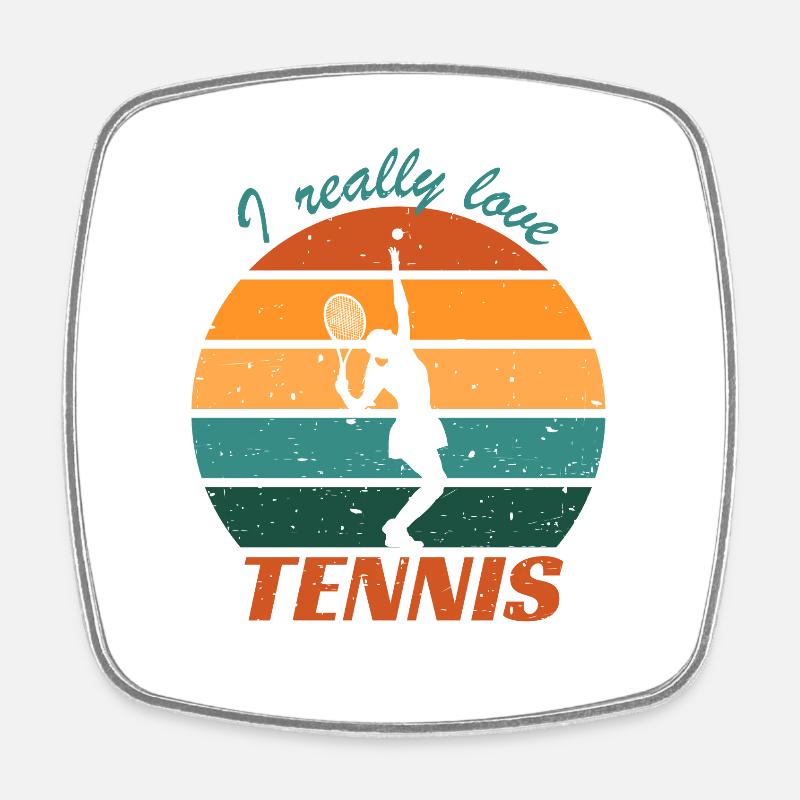 I Really Love Tennis Sunset - Square fridge magnet - white
