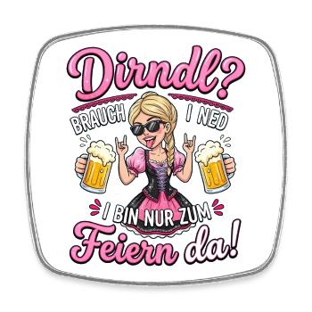 Trachtenshirt Damen Trachten T-Shirt Dirndl Outfit - Viereckiger Kühlschrankmagnet - Weiß - Vorne