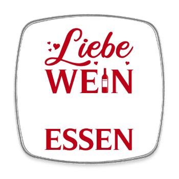 Liebe es mit Wein zu Kochen / Lustiger Spruch - Viereckiger Kühlschrankmagnet - Weiß - Vorne