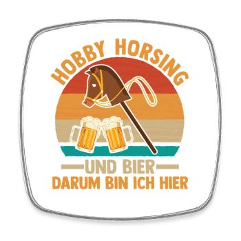 Bier Pferd Hobby Horsing - Viereckiger Kühlschrankmagnet - Weiß - Vorne