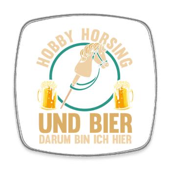 Bier Pferd Hobby Horsing - Viereckiger Kühlschrankmagnet - Weiß - Vorne