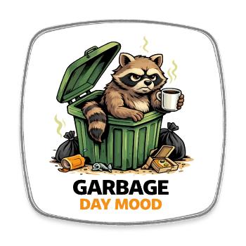 Raccoon in a Trash Can Mood - Square fridge magnet - white - Front