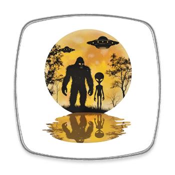 Alien Bigfoot UFO Sasquatch Believers Raumschiff - Viereckiger Kühlschrankmagnet - Weiß - Vorne