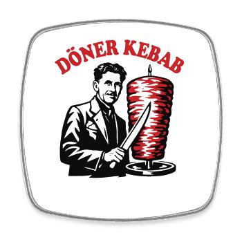 Döner Kebab - Orwell - Fast Food - Viereckiger Kühlschrankmagnet - Weiß - Vorne