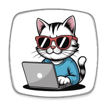 Cats_laptop - Square fridge magnet - white - Front