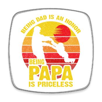 Papa Pride: Priceless Dad Moments - Square fridge magnet - white - Front