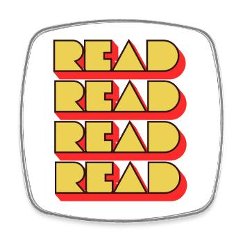 Read Design - Retro Look  - Viereckiger Kühlschrankmagnet - Weiß - Vorne