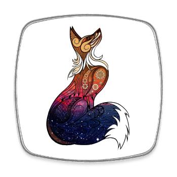 Cosmic Mandala Fox - Square fridge magnet - white - Front