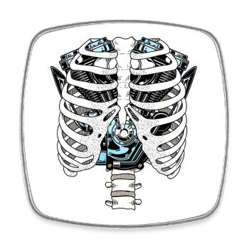 Ribcage Circuit Engine Motorcycle Mechanic - Square fridge magnet - white - Front