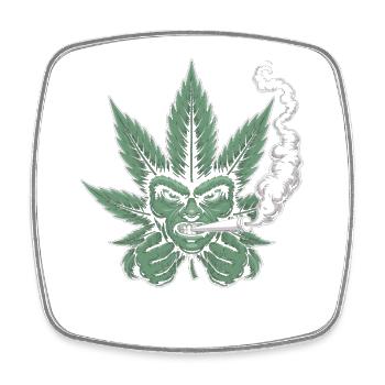 Chemise à cannabis – Cannabis Leaf Face Stoner - Magnet carré - blanc - Devant