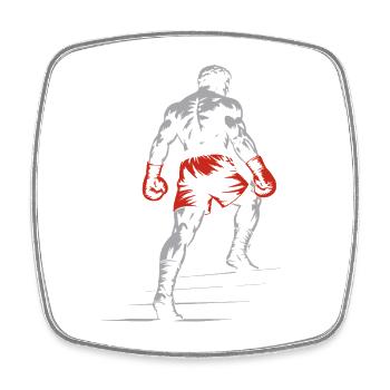 Boxeur en gants de boxe - Magnet carré - blanc - Devant