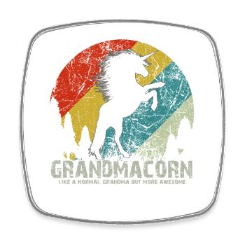 Grandmacorn Vintage Retro Sunset Unicorn Shirt - Viereckiger Kühlschrankmagnet - Weiß - Vorne