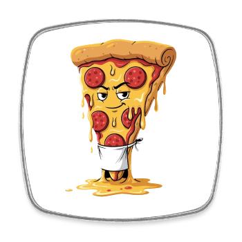 Coole Pizza Schürze - Viereckiger Kühlschrankmagnet - Weiß - Vorne